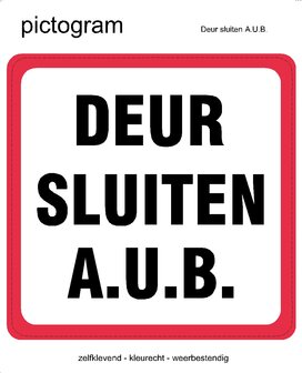 Pictogram sticker Deur sluiten a.u.b. (10x10cm)