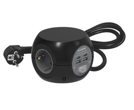 Verlengsnoer kubus 3-poorts met USB